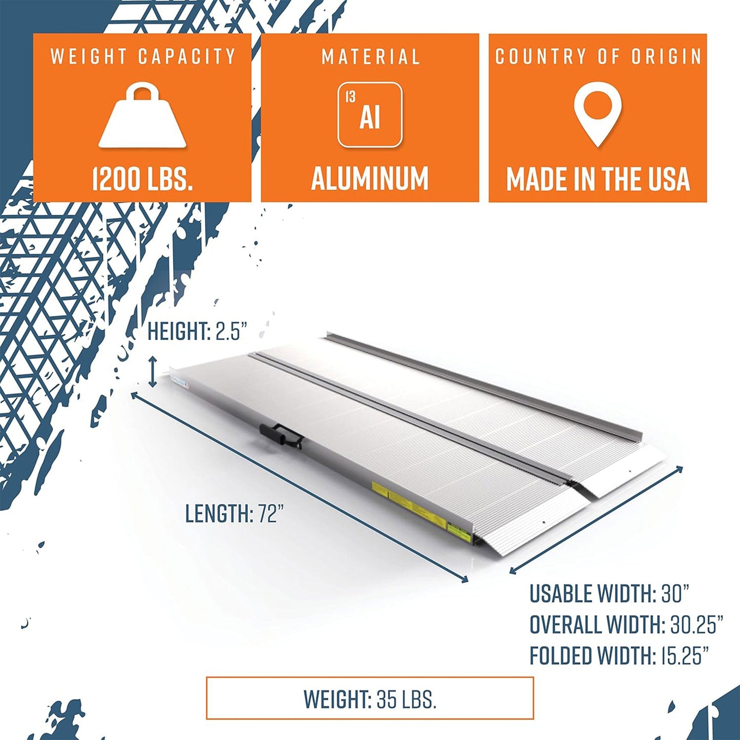 EZ-ACCESS TRAVERSE 6 Foot Aluminum Singlefold Portable Loading Ramp, Silver