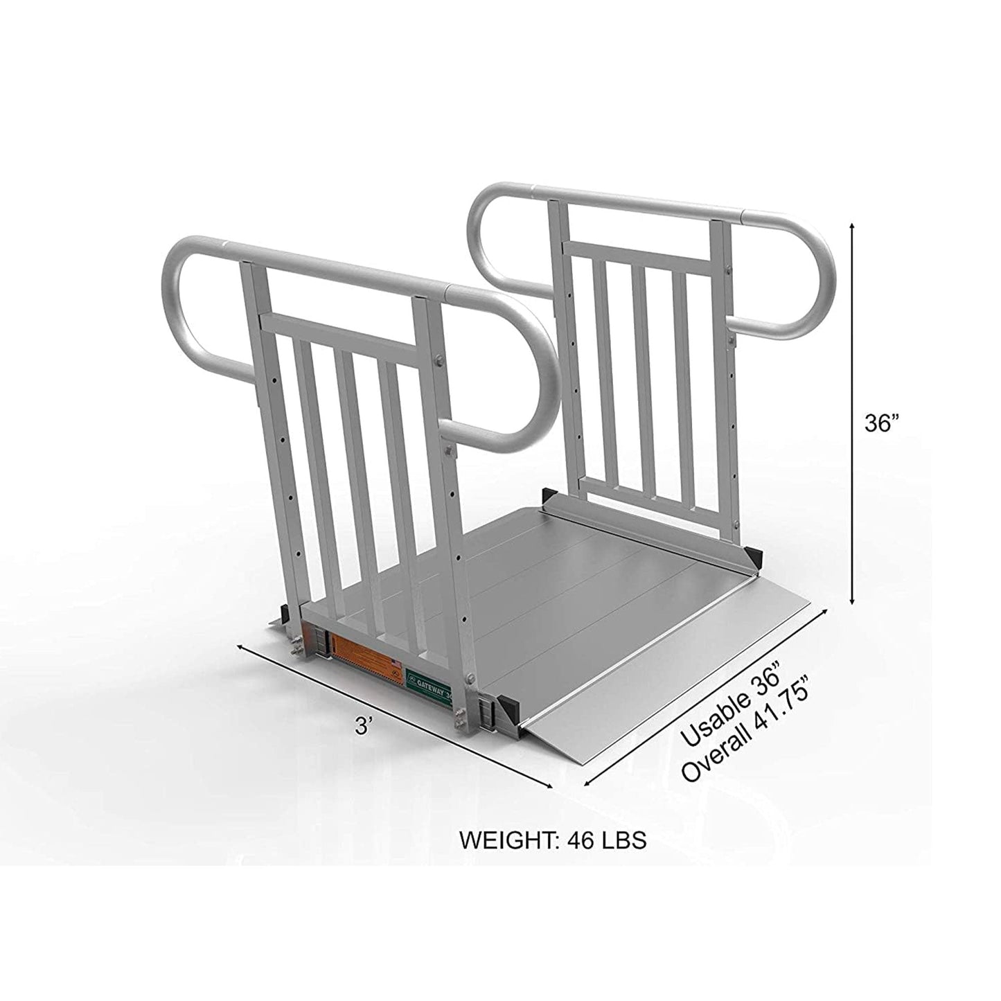 EZ-ACCESS GATEWAY 3G 3 Foot Aluminum Wheelchair Ramp with Vertical Picket Rail