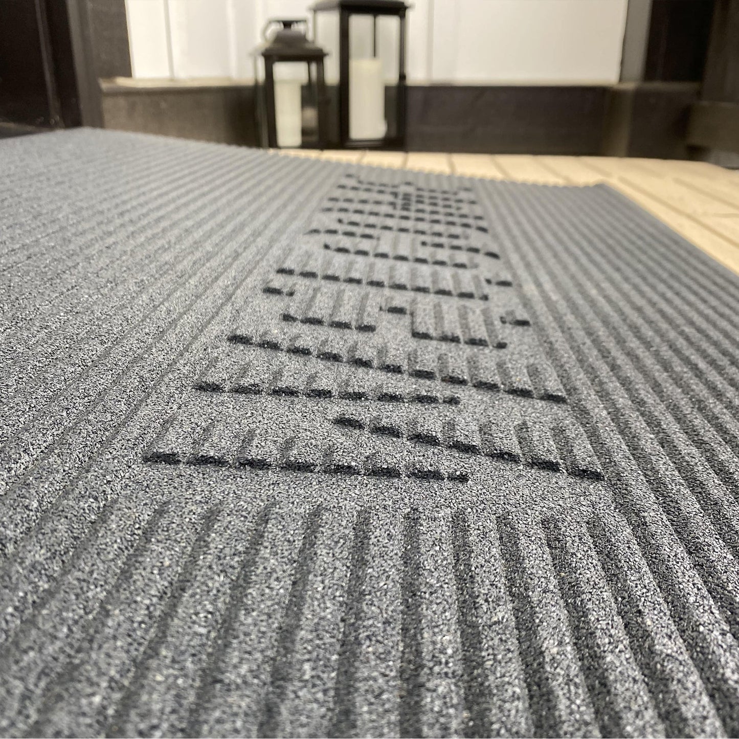 EZ-ACCESS TRANSITIONS 2.5" Rectangular Rubber Angled Welcome Entry Mat, Gray