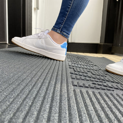 EZ-ACCESS TRANSITIONS 2.5" Rectangular Rubber Angled Welcome Entry Mat, Gray