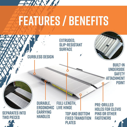 EZ-ACCESS TRAVERSE 4 Foot Singlefold Edgeless Portable Loading Ramp, Silver