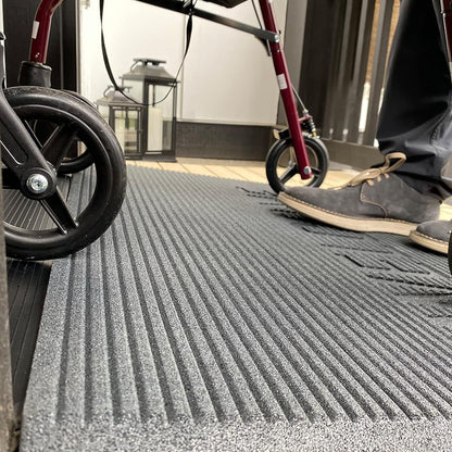 EZ-ACCESS TRANSITIONS 1.5" Rectangular Rubber Angled Welcome Entry Mat, Gray