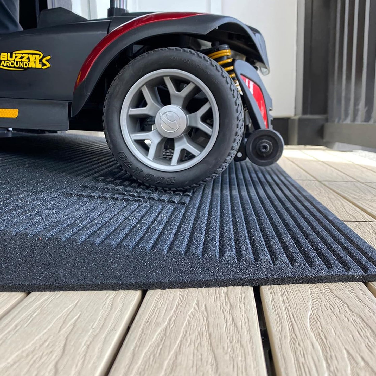 EZ-ACCESS TRANSITIONS 1.5" Rectangular Rubber Angled Welcome Entry Mat, Black