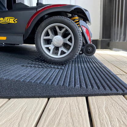 EZ-ACCESS TRANSITIONS 1.5" Rectangular Rubber Angled Welcome Entry Mat, Black