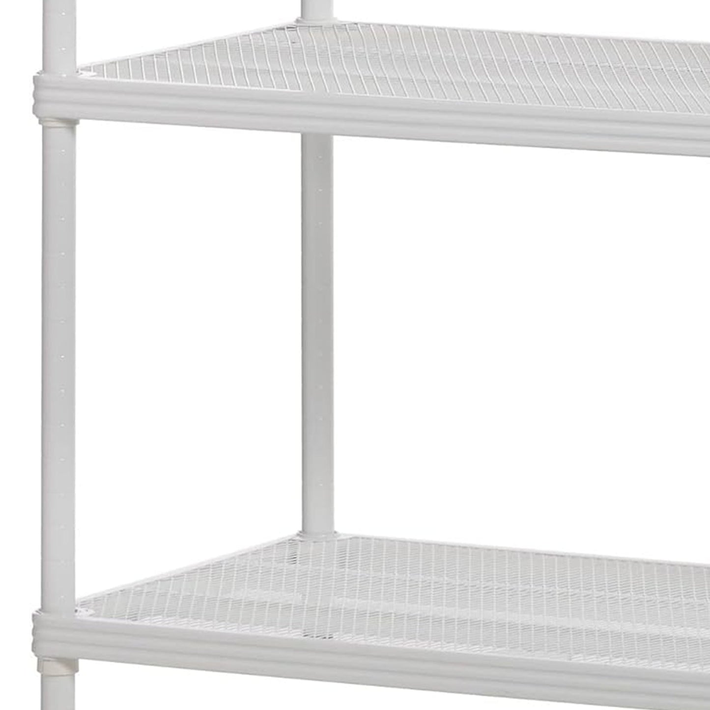 Design Ideas MeshWorks Metal Storage Wood Top Workbench Shelving Unit, White