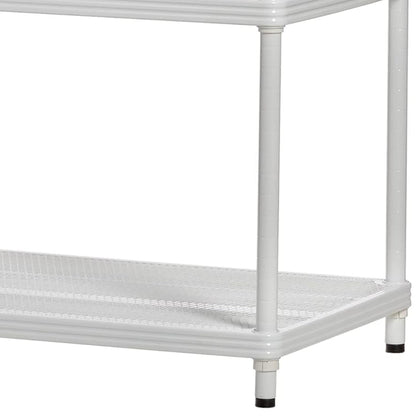 Design Ideas MeshWorks Metal Storage Wood Top Workbench Shelving Unit, White