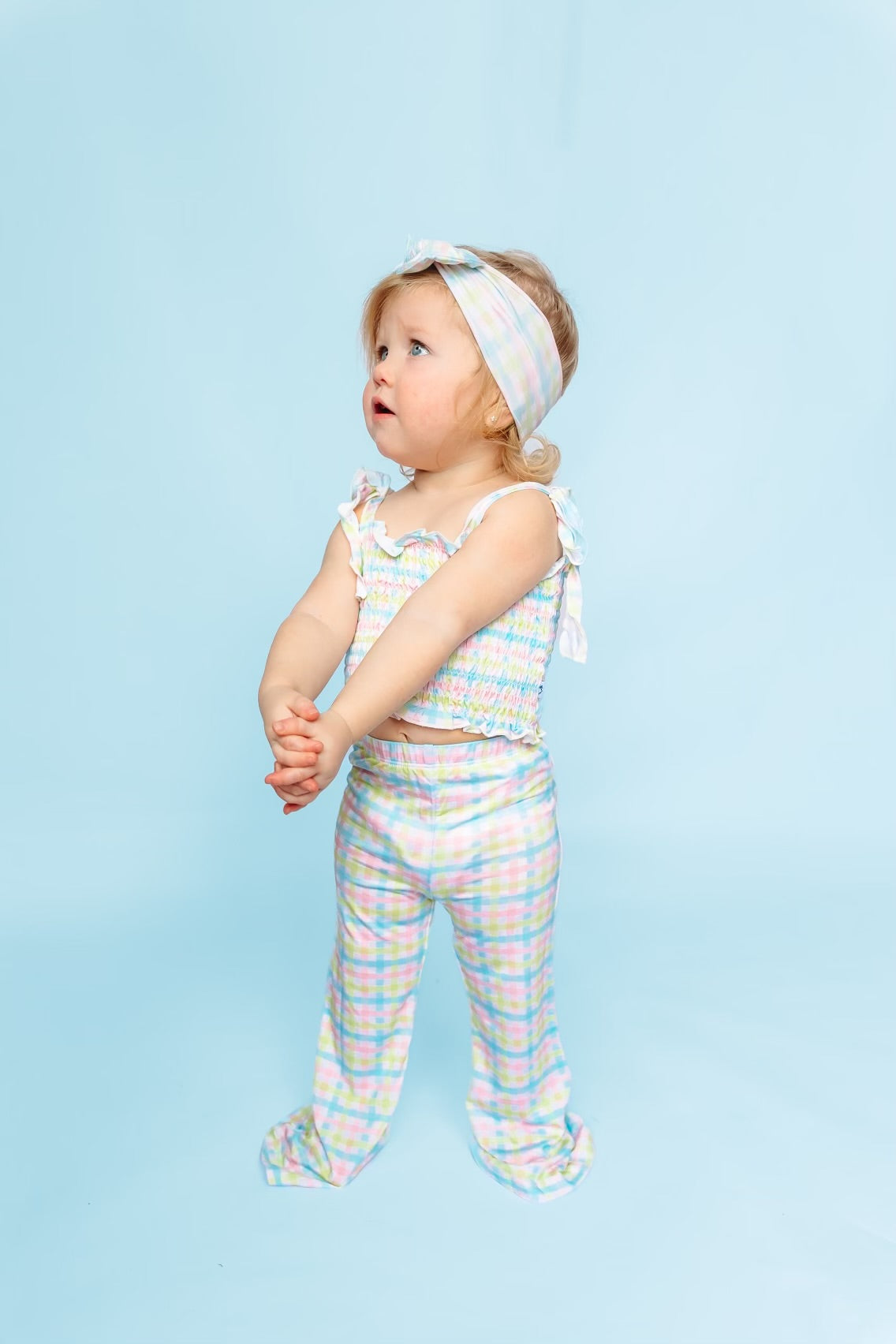 SPRING GINGHAM DREAM SMOCKED FLARE SET