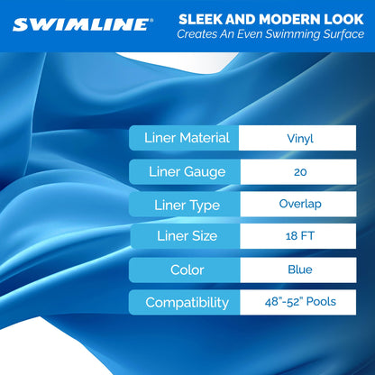 Swimline LI184820 18' Solid Blue Round Above Ground Swimming Pool Overlap Liner