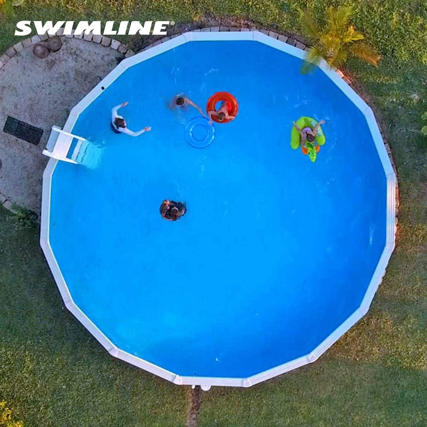 Swimline LI184820 18' Solid Blue Round Above Ground Swimming Pool Overlap Liner