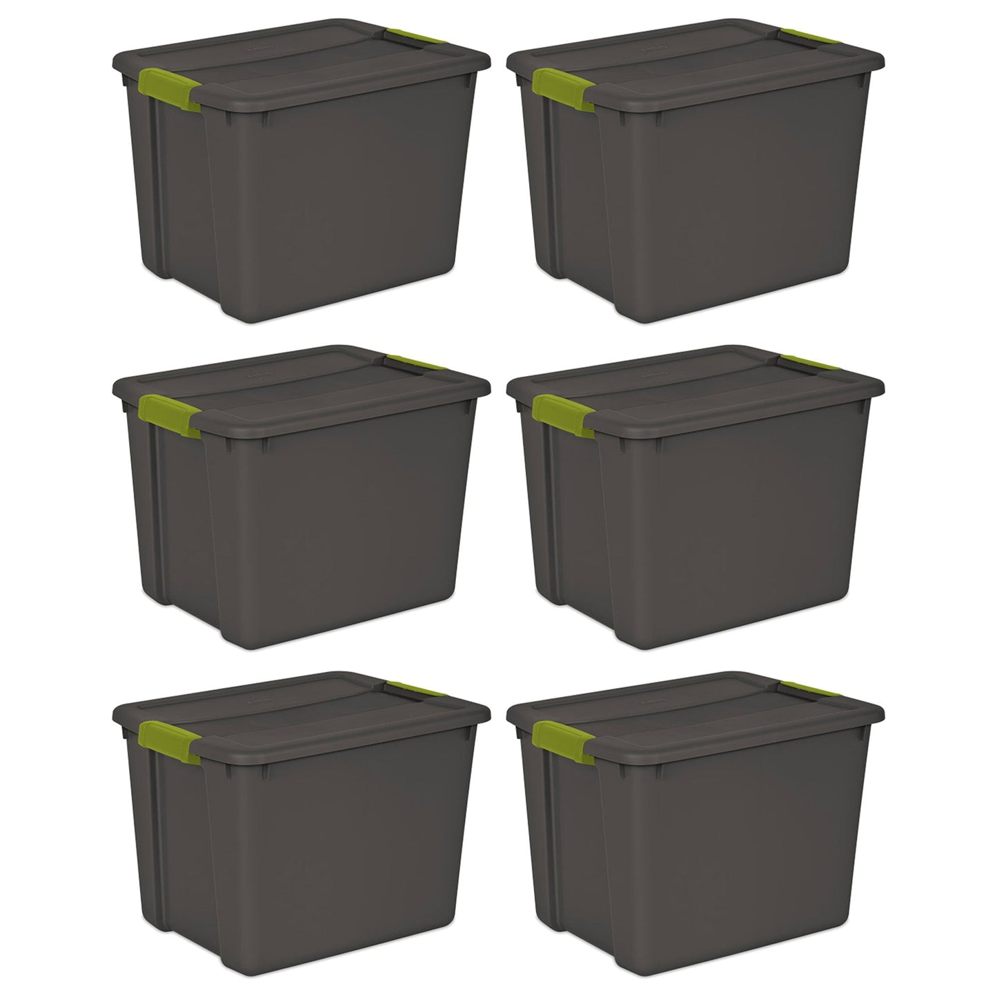 Sterilite 12 Gallon Versatile Rectangular Latch Tote with Handles, Gray (6 Pack)