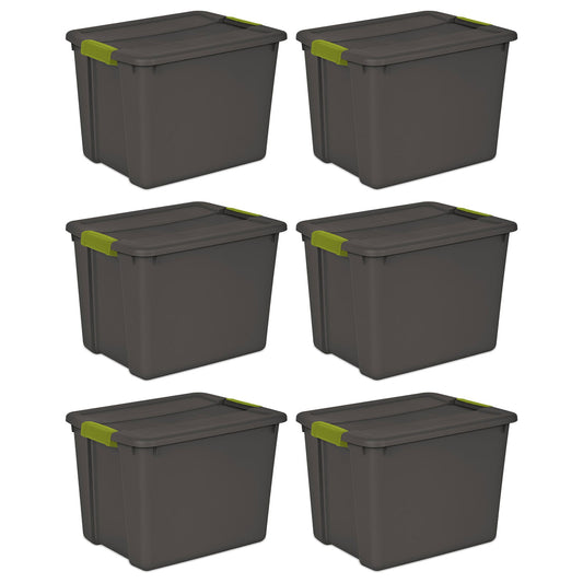 Sterilite 12 Gallon Versatile Rectangular Latch Tote with Handles, Gray (6 Pack)