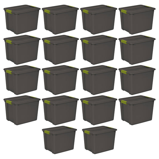 Sterilite 12 Gallon Versatile Rectangular Latch Tote w/ Handles, Gray (18 Pack)