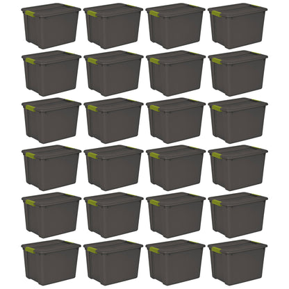 Sterilite 12 Gallon Versatile Rectangular Latch Tote w/ Handles, Gray (24 Pack)