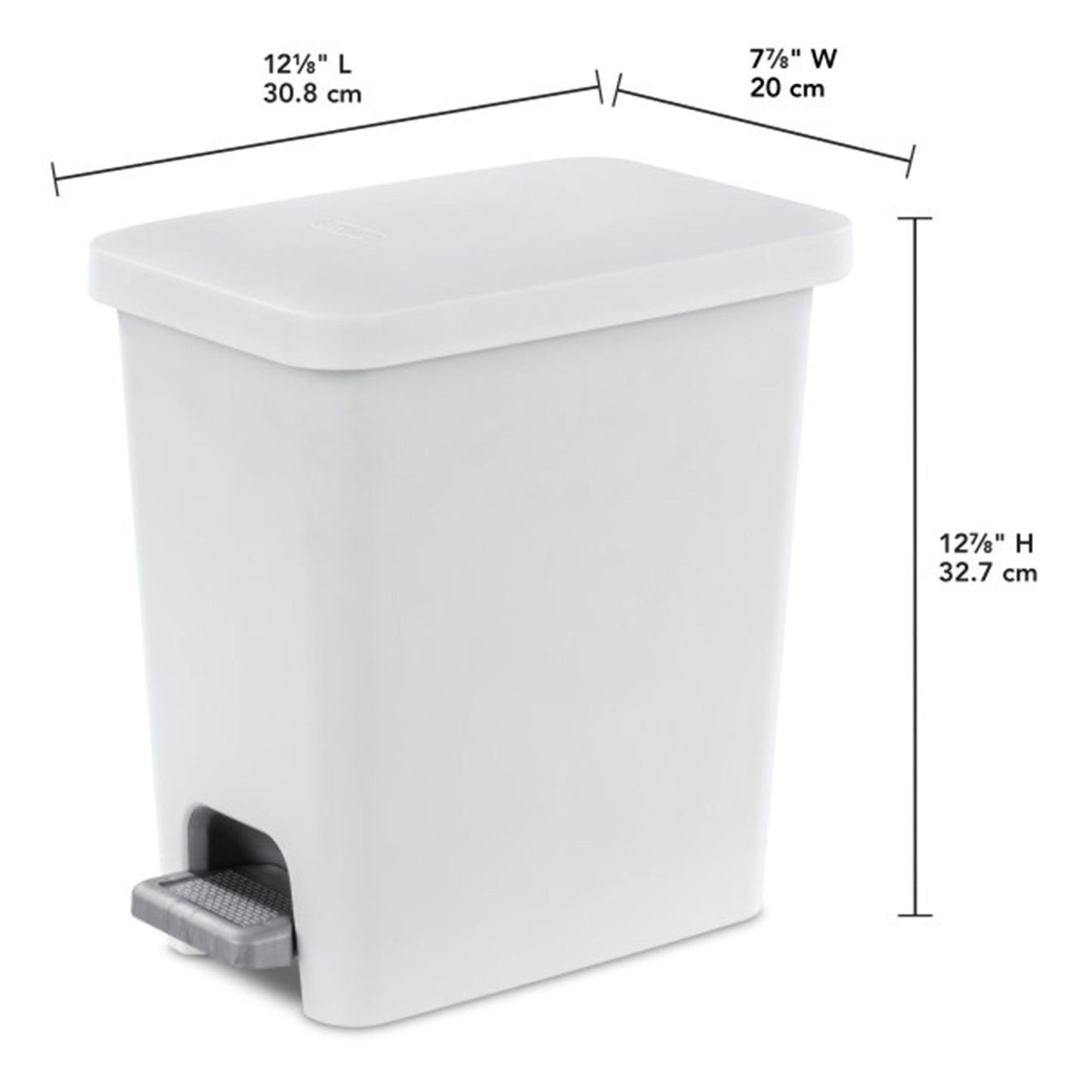 Sterilite 2.7 Gallon Rectangular Step On Trash Bin Wastebasket, White (6 Pack)