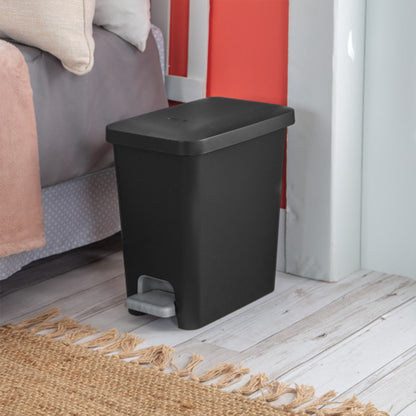 Sterilite 2.7 Gallon Rectangular Step On Trash Bin Wastebasket, Black (4 Pack)