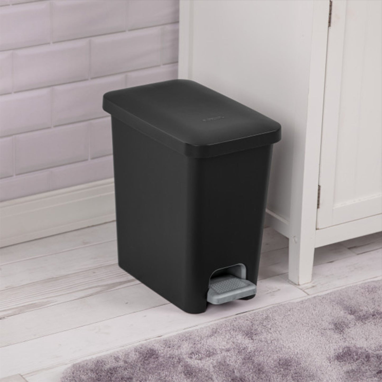 Sterilite 2.7 Gallon Rectangular Step On Trash Bin Wastebasket, Black (6 Pack)