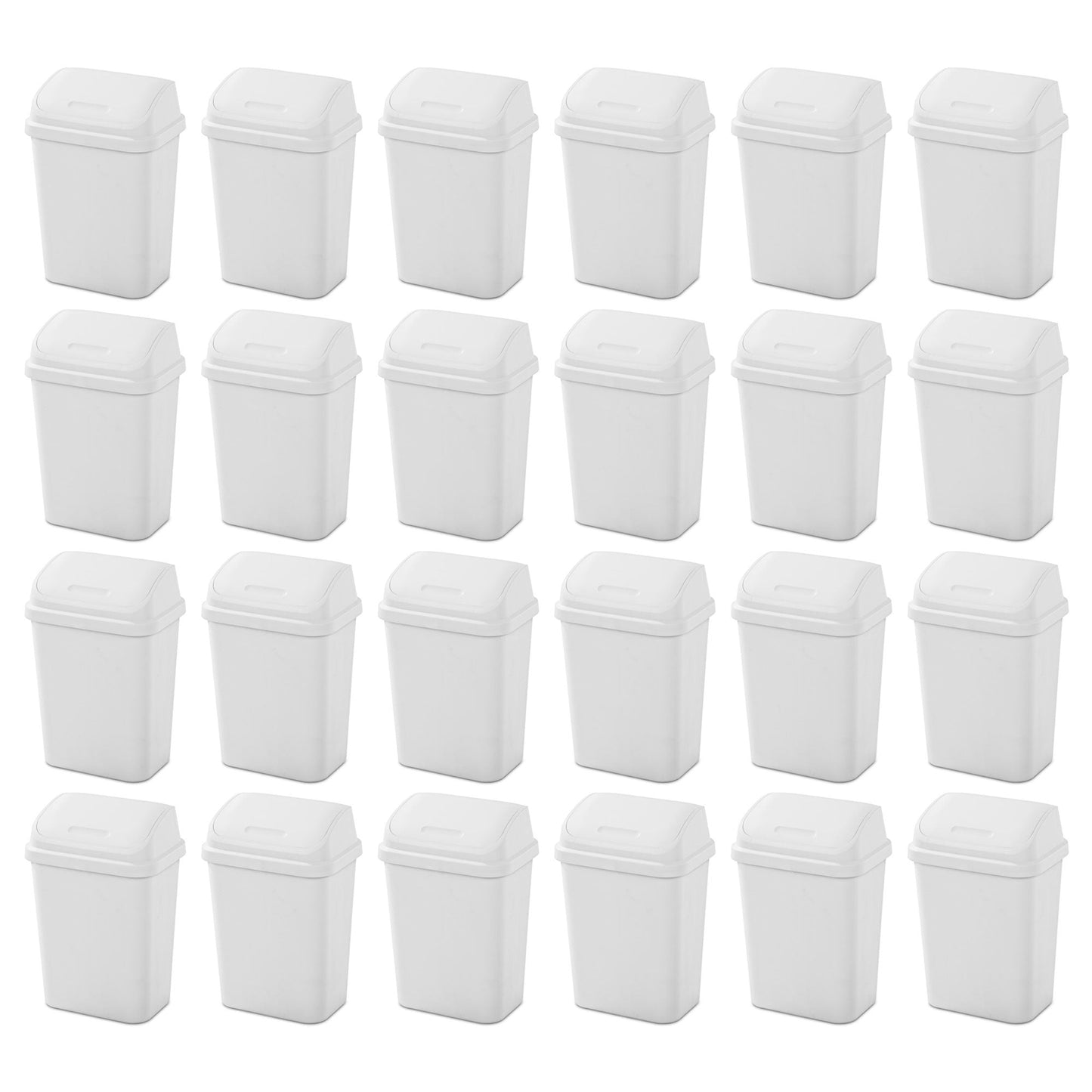 Sterilite 7.8 Gallon SwingTop Kitchen Wastebasket Trash Can, White (24 Pack)