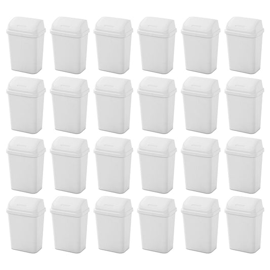 Sterilite 7.8 Gallon SwingTop Kitchen Wastebasket Trash Can, White (24 Pack)