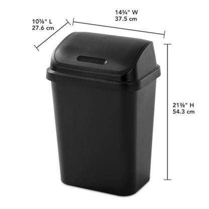 Sterilite 7.8 Gallon SwingTop Kitchen Wastebasket Trash Can, Black (18 Pack)