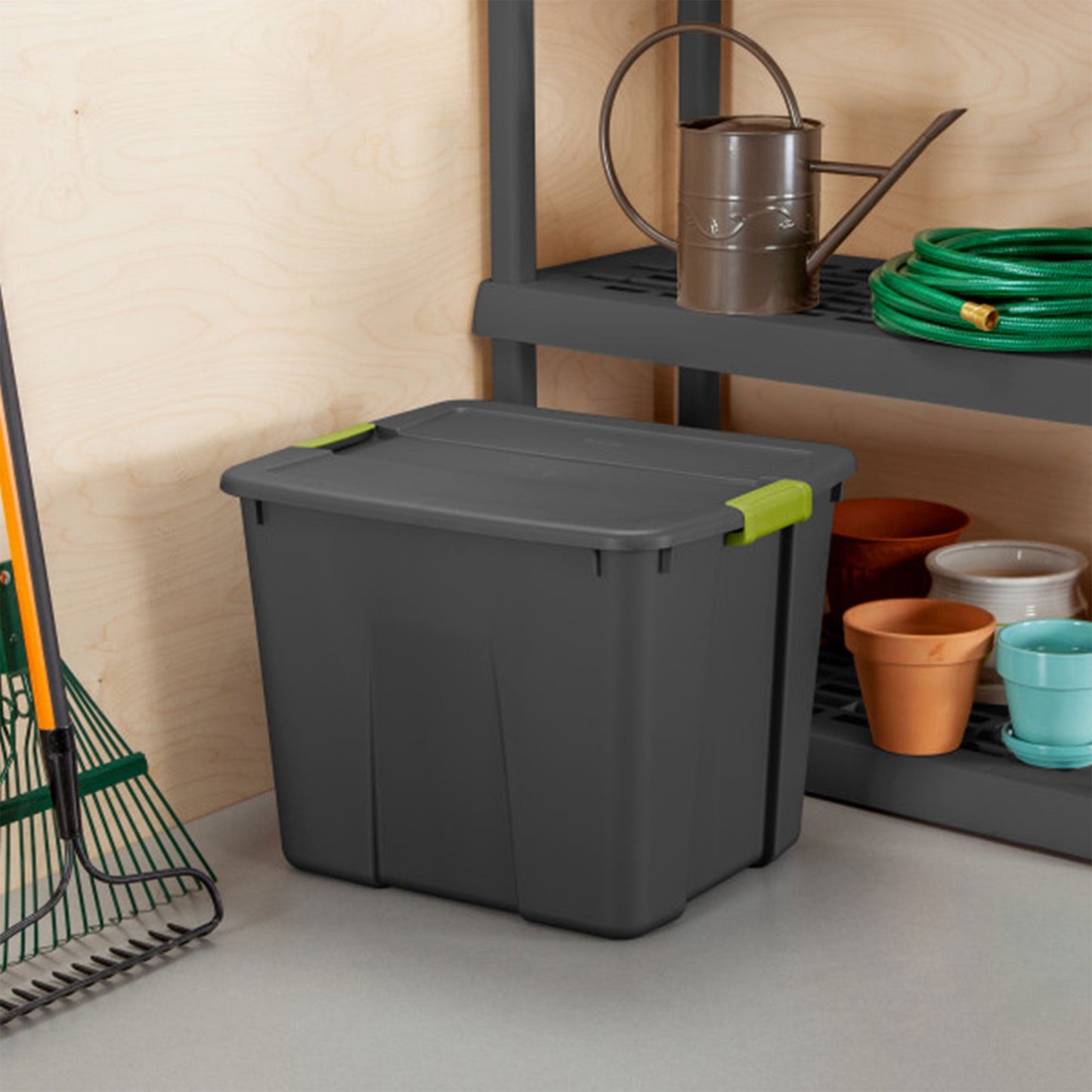 Sterilite 20 Gallon Stackable Plastic Storage Tote Bin with Lid, Gray (6 Pack)