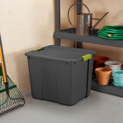 Sterilite 20 Gallon Stackable Plastic Storage Tote Bin with Lid, Gray (6 Pack)