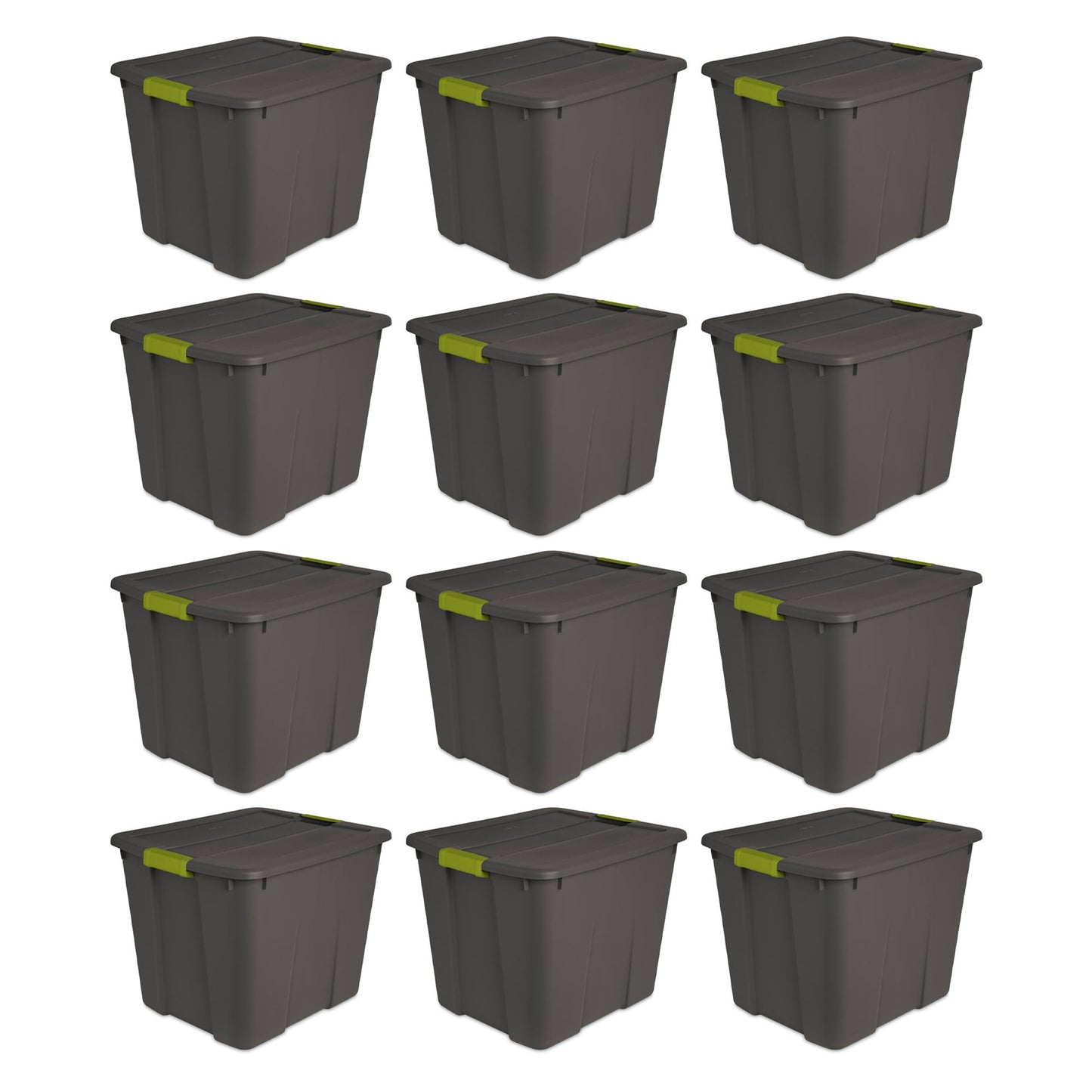 Sterilite 20 Gallon Stackable Plastic Storage Tote Bin with Lid, Gray (12 Pack)
