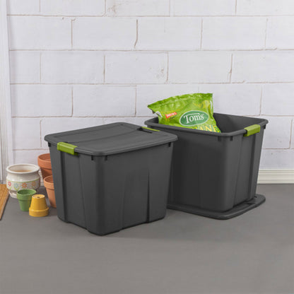 Sterilite 20 Gallon Stackable Plastic Storage Tote Bin with Lid, Gray (12 Pack)
