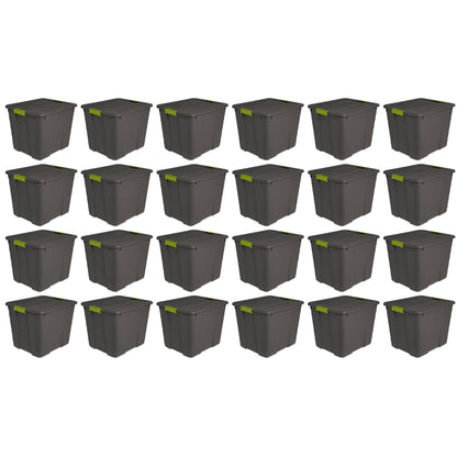 Sterilite 20 Gallon Stackable Plastic Storage Tote Bin with Lid, Gray (24 Pack)