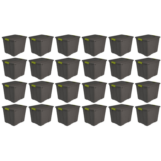 Sterilite 20 Gallon Stackable Plastic Storage Tote Bin with Lid, Gray (24 Pack)