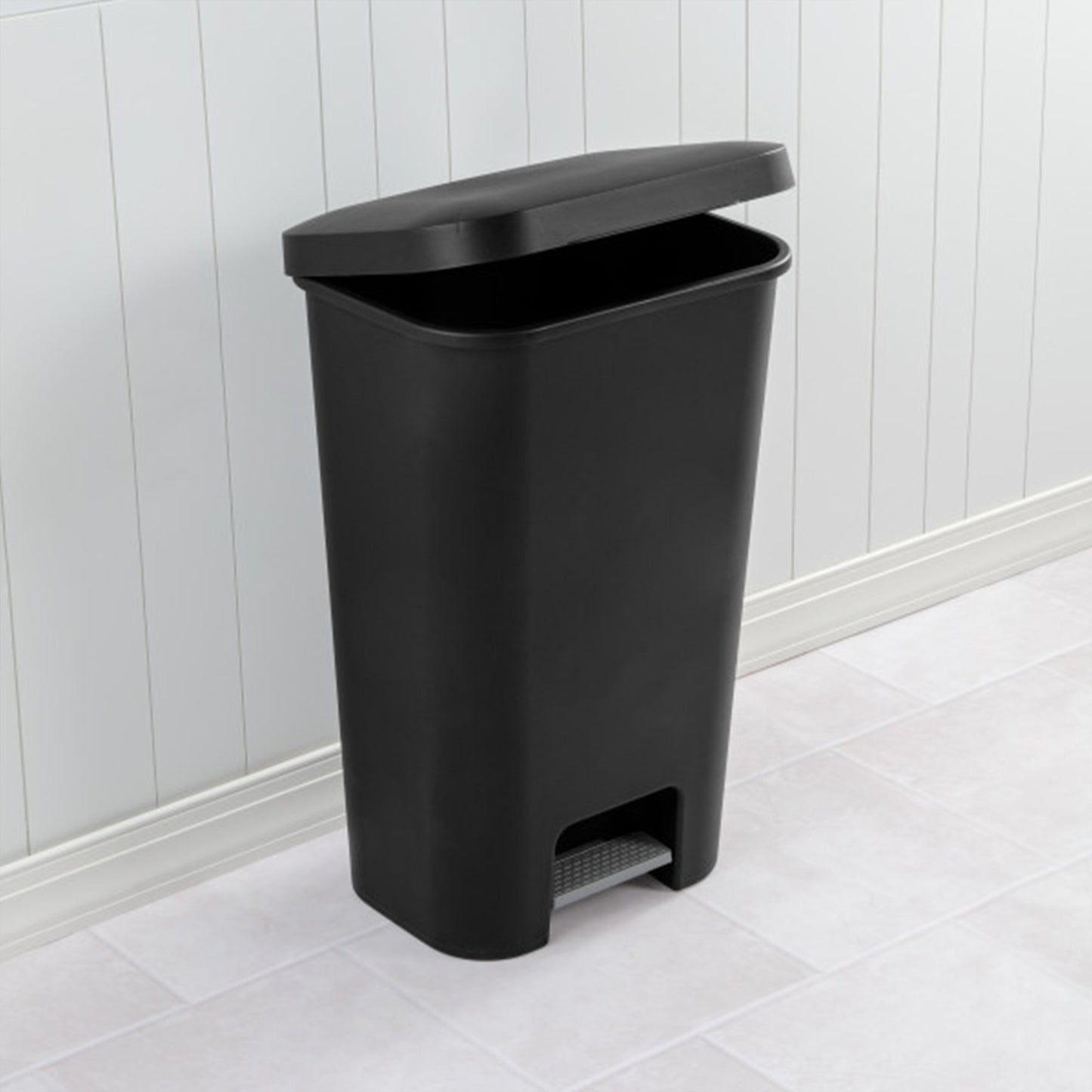 Sterilite 11.9 Gal Rectangle Step On Trash Kitchen Wastebasket, Black (8 Pack)