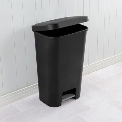 Sterilite 11.9 Gal Rectangle Step On Trash Kitchen Wastebasket, Black (8 Pack)