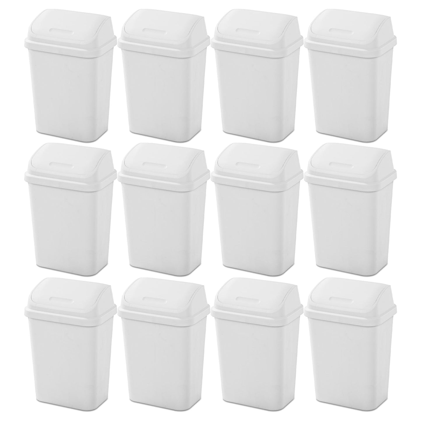 Sterilite 7.8 Gallon SwingTop Kitchen Wastebasket Trash Can, White (12 Pack)