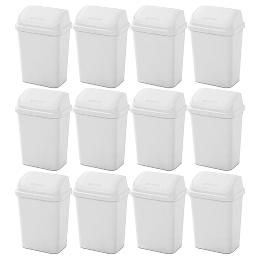 Sterilite 7.8 Gallon SwingTop Kitchen Wastebasket Trash Can, White (12 Pack)