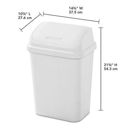 Sterilite 7.8 Gallon SwingTop Kitchen Wastebasket Trash Can, White (12 Pack)
