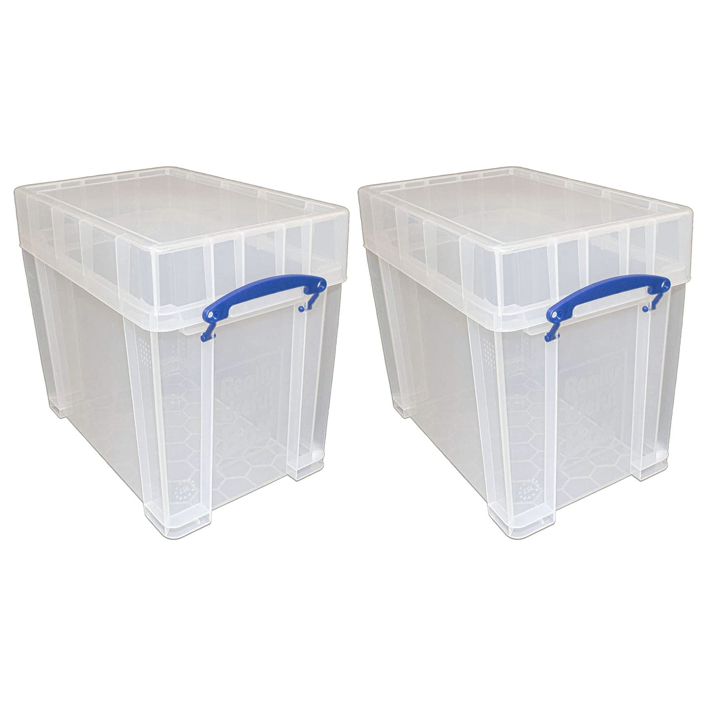 Really Useful Box 19 Liters Transparent Storage Container with Snap Lid, 2 Pack