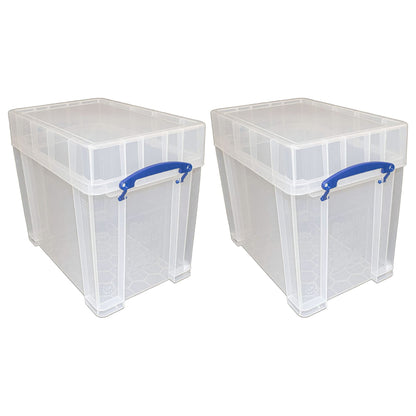 Really Useful Box 19 Liters Transparent Storage Container with Snap Lid, 2 Pack