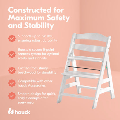hauck Alpha+ Grow Along Adjustable Wooden Highchair, Beechwood, Creme Finish