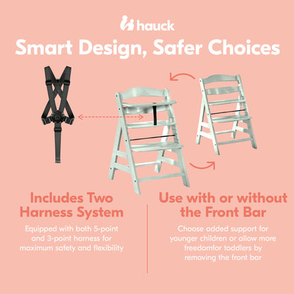 hauck Alpha+ Grow Along Adjustable Wooden Highchair, Beechwood, Mint Finish