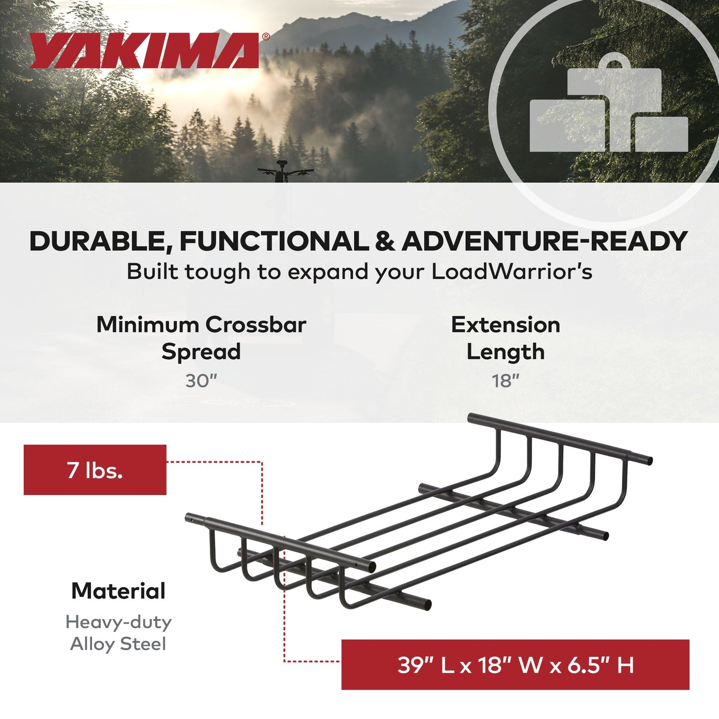 YAKIMA LoadWarrior 18" Extension for LoadWarrior Rooftop Cargo Basket, Black