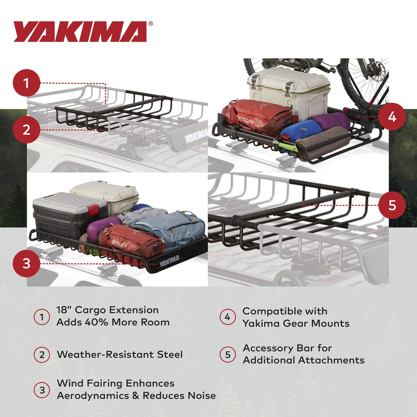 YAKIMA LoadWarrior 18" Extension for LoadWarrior Rooftop Cargo Basket, Black