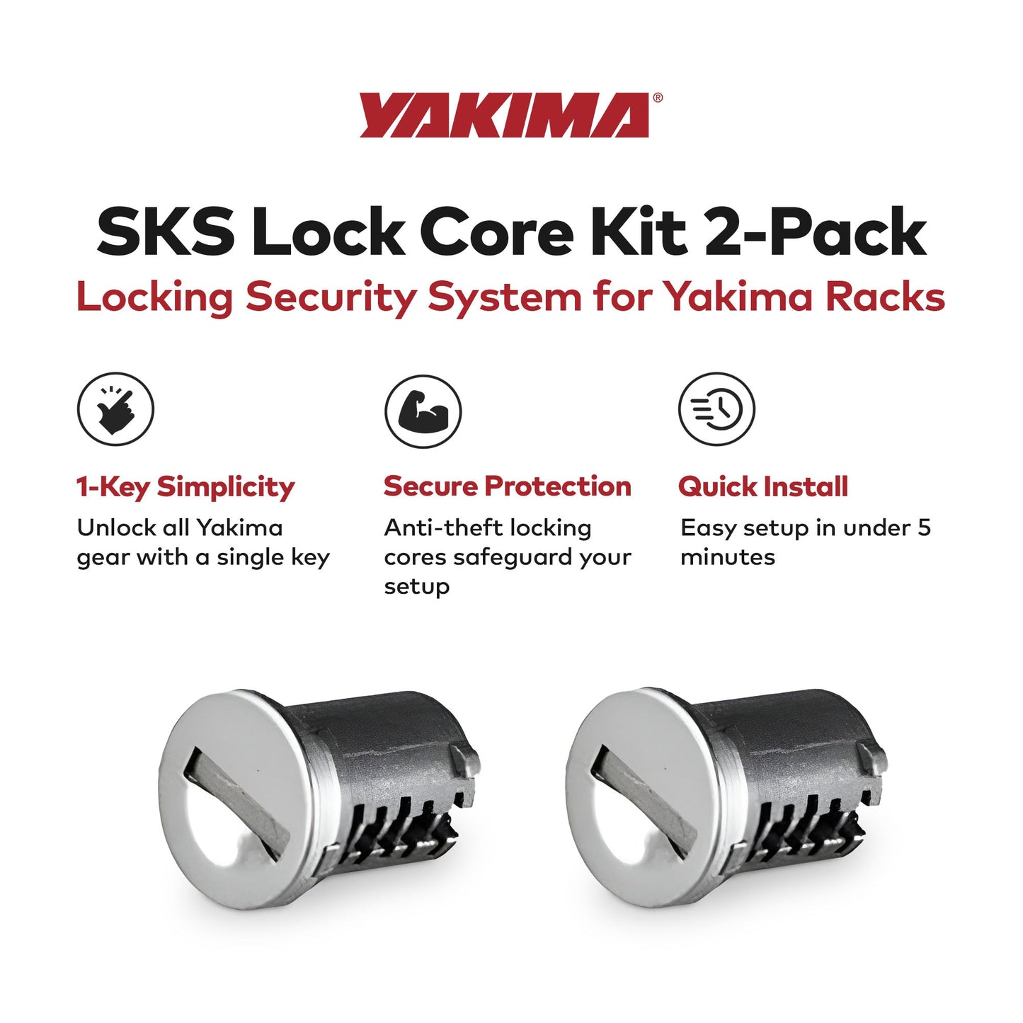 Yakima Car Rack System Component SKS Lock Cylinder Core Kit with Key (2 Pack)