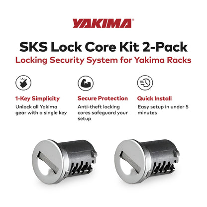 Yakima Car Rack System Component SKS Lock Cylinder Core Kit with Key (2 Pack)