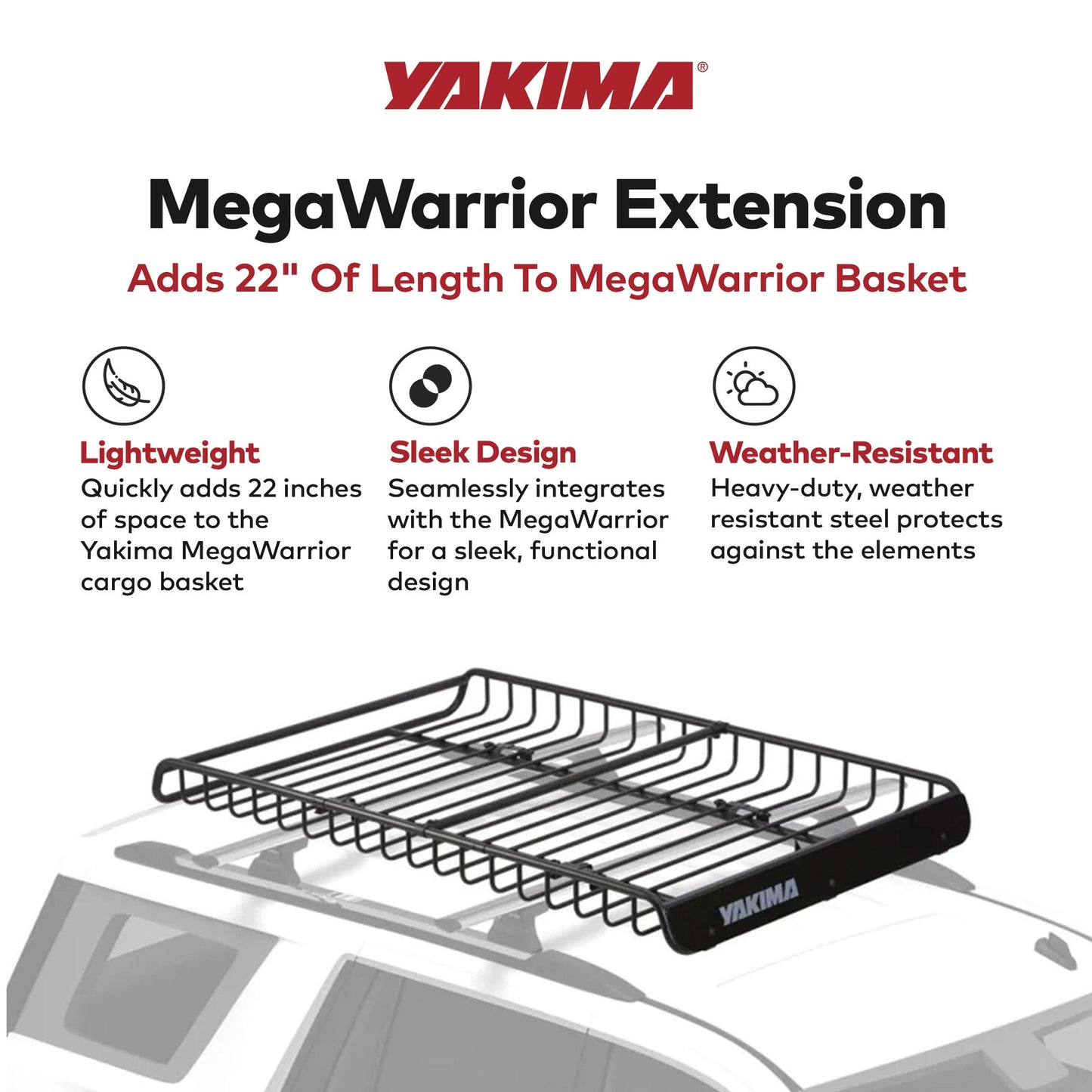 YAKIMA MegaWarrior Length Extension Up to 22 Inch for MegaWarrior Cargo Basket