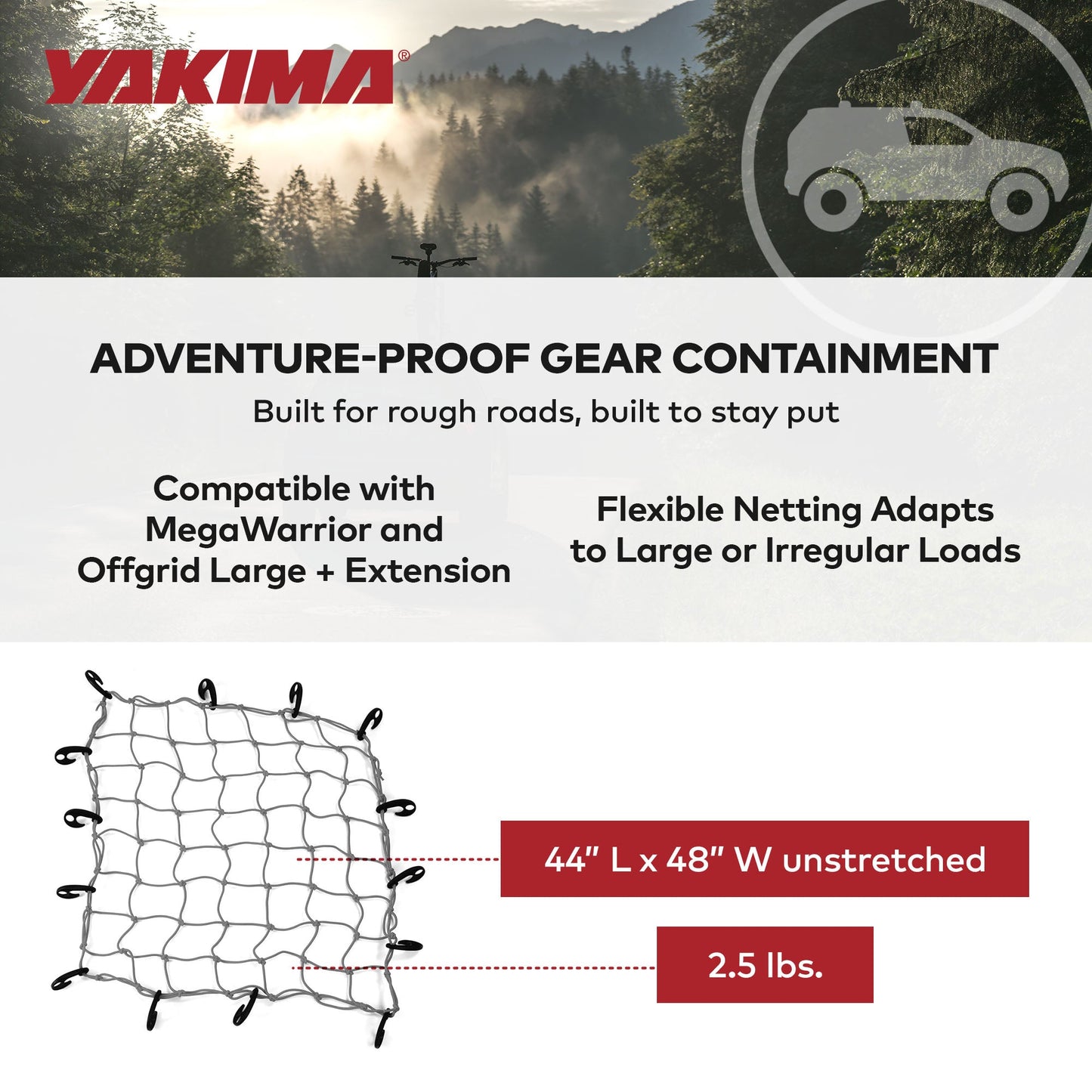 YAKIMA Cargo Roof Basket Stretch Net for MegaWarrior and OffGrid Large Baskets