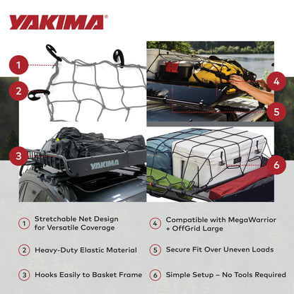 YAKIMA Cargo Roof Basket Stretch Net for MegaWarrior and OffGrid Large Baskets