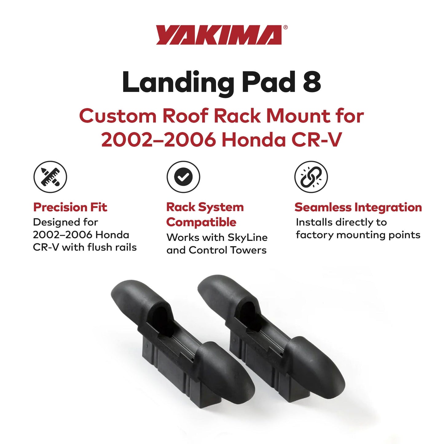 YAKIMA Landing Pad 8, Fixed Point Roof Mounts for 2002-2006 Honda CR-V, Set of 2