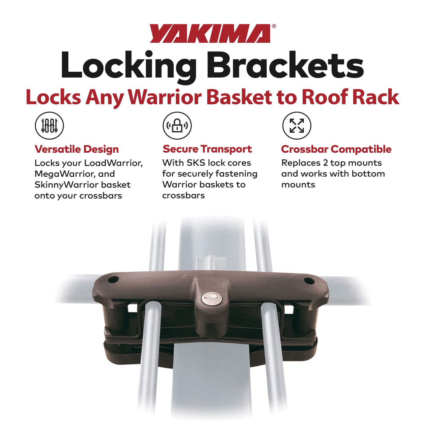 YAKIMA Locking Brackets for Securing Rooftop Cargo Warrior Baskets, Set of 2