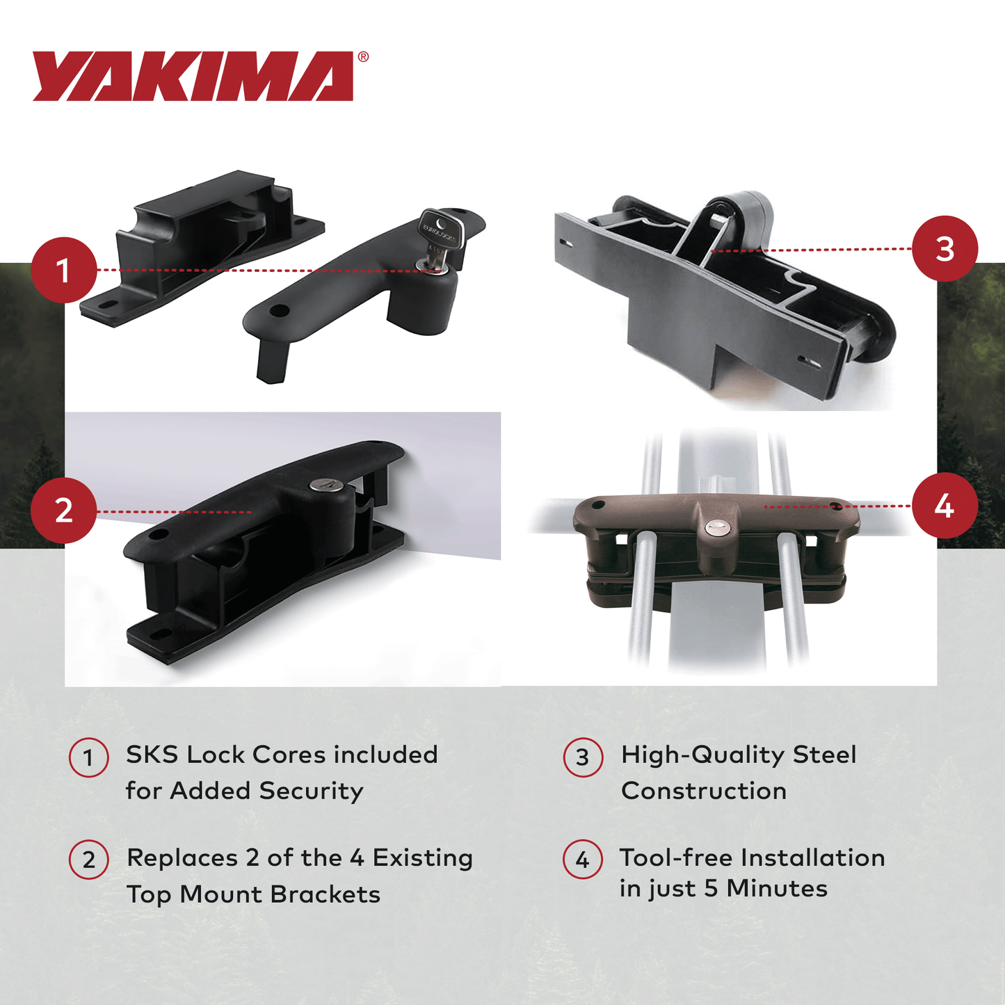 YAKIMA Locking Brackets for Securing Rooftop Cargo Warrior Baskets, Set of 2