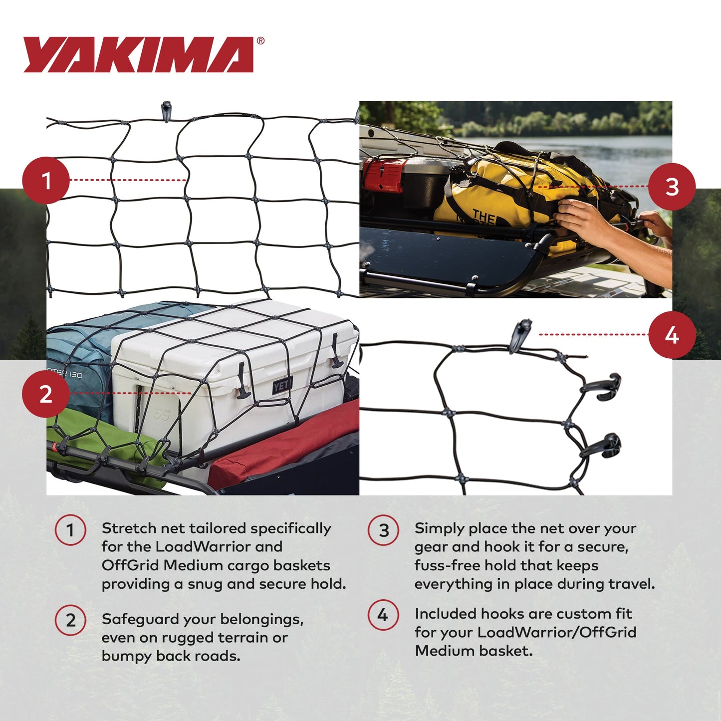 YAKIMA Cargo Roof Basket Stretch Net for LoadWarrior and OffGrid Medium Baskets