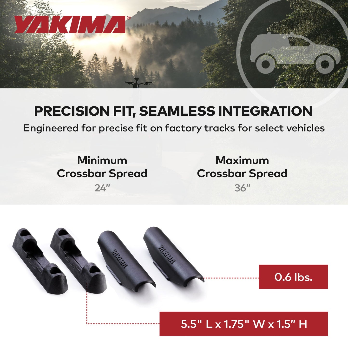 YAKIMA Landing Pad 4, Fixed Point Mounts, Select Chrysler/Dodge/Land Rover Model